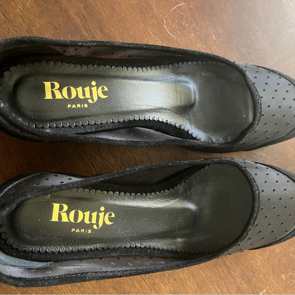 Rouje Black Mesh Block Heel Shoes - Picture 7 of 16